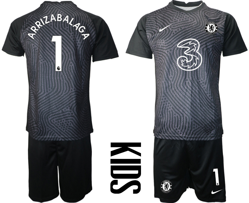 2021 Chelsea black Youth goalkeeper #1 soccer jerseys